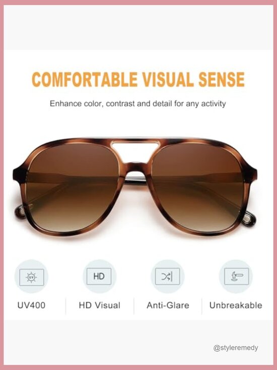 Polarized Aviator Sunglasses with UV400 Protection, Plastic Frames